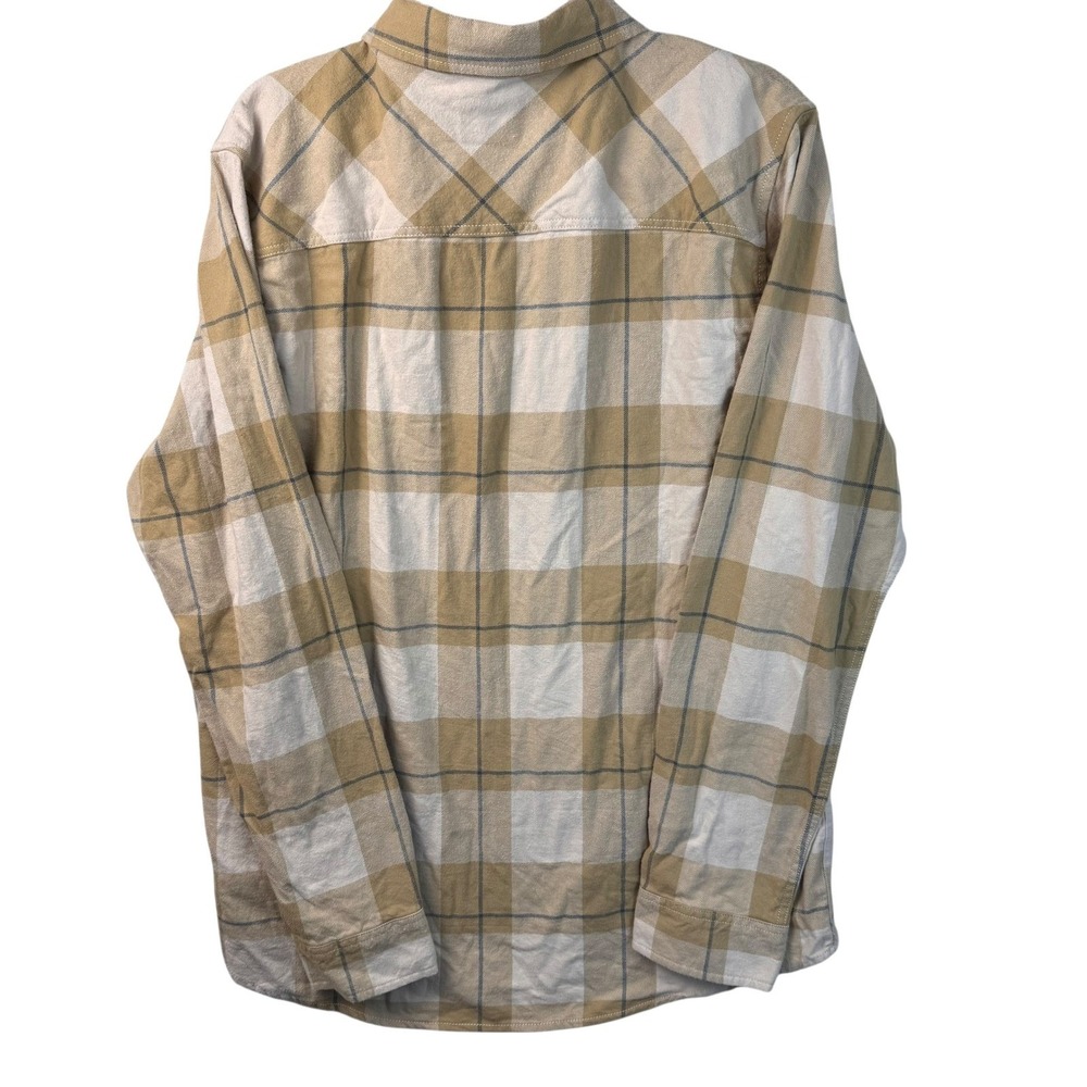 Salty Crew Mens Button Up Shirt L Large Flannel Plaid Beige Long Sleeve - Picture 6 of 13